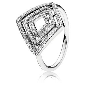 Pandora Sterling Silver Geometric Lines Ring with Clear Zirconia